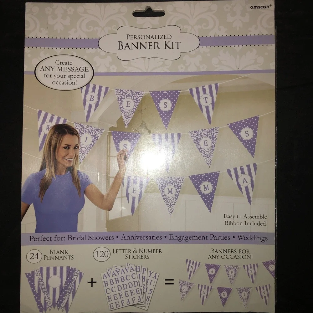 AMSCAN PERSONALIZED Lilac BANNER KIT for BRIDAL SHOWERS ~ WEDDINGS Lavender